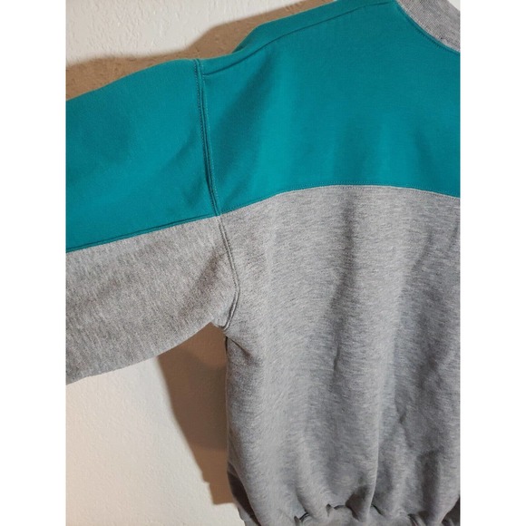 Vtg 90s Hunt Club Men's Medium Gray Green Color Block Crewneck Sweatshirt - Picture 11 of 11